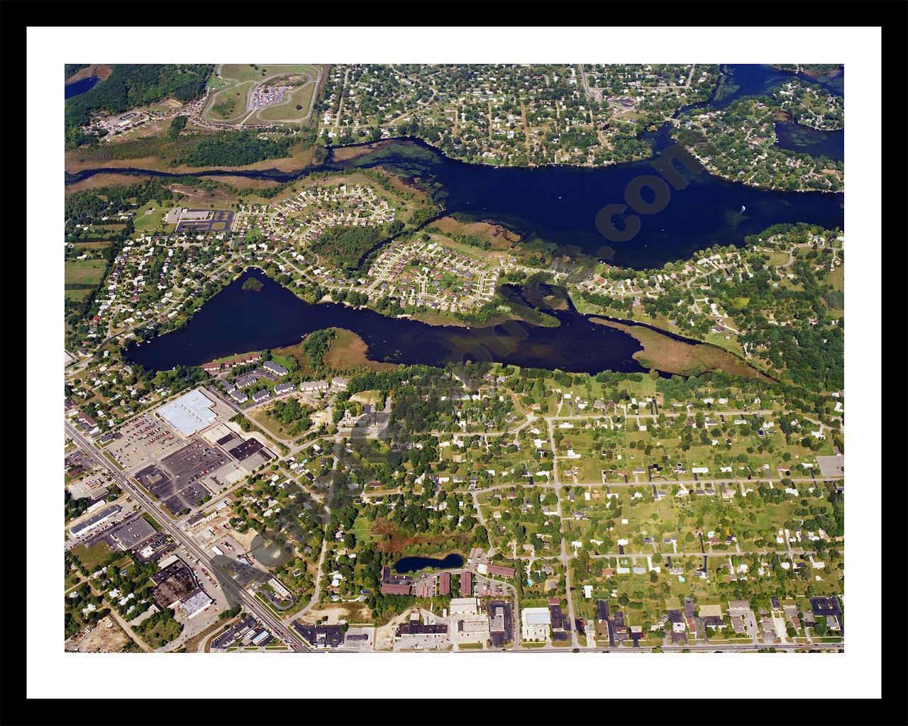 Aerial image of [5755] Eagle Lake in Oakland, MI with Black Metal frame