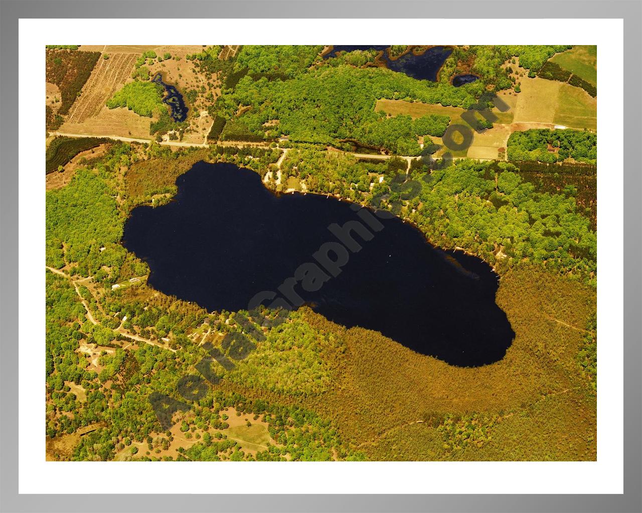 Aerial image of [5756] East Lake in Kalkaska, MI with Silver Metal frame