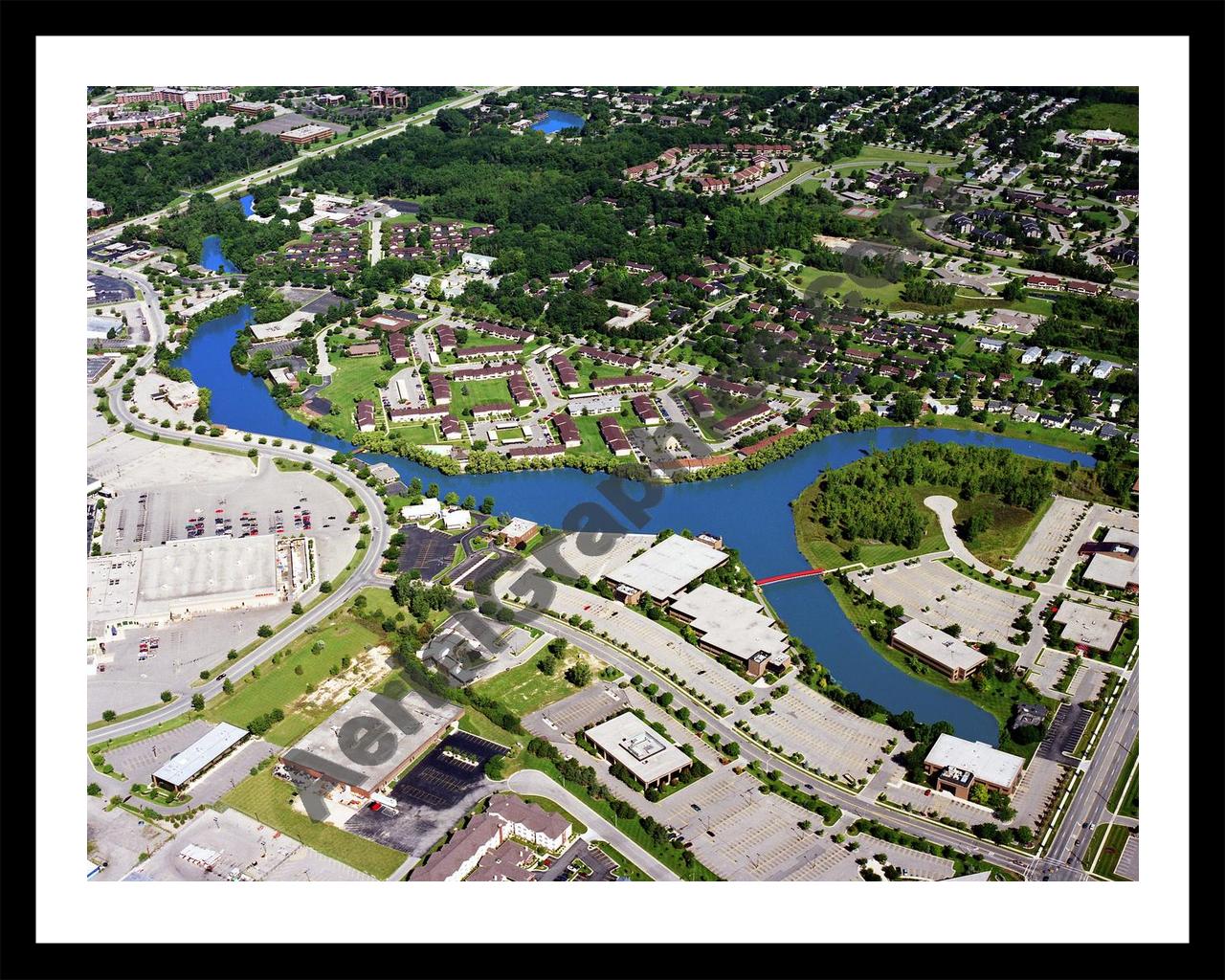 Aerial image of [5758] Eastbrook Lake in Kent, MI with Black Metal frame