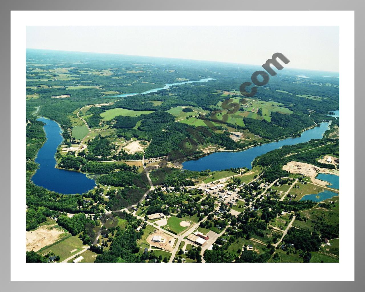 Aerial image of [5763] Ellsworth Lake in Antrim, MI with Silver Metal frame