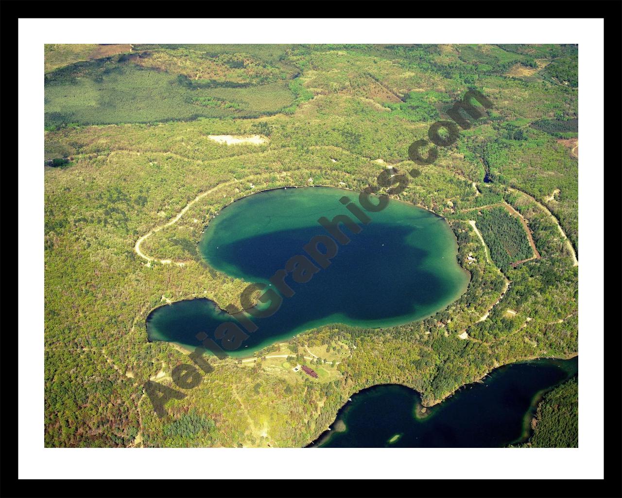 Aerial image of [5765] Ess Lake in Montmorency, MI with Black Metal frame