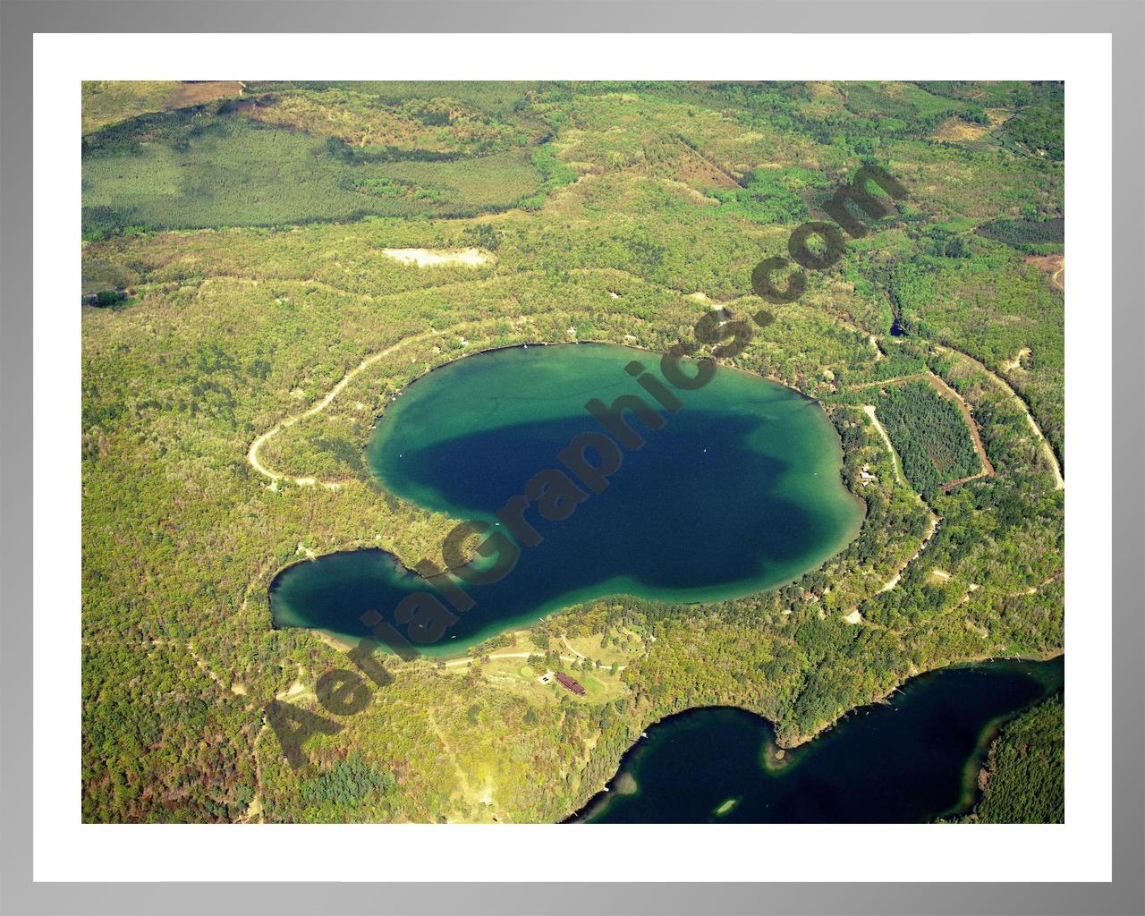 Aerial image of [5765] Ess Lake in Montmorency, MI with Silver Metal frame