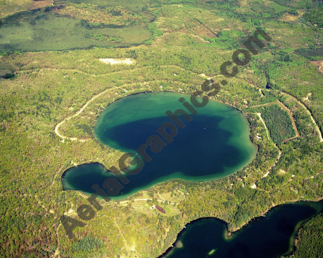 Aerial image of [5765] Ess Lake in Montmorency, MI with Canvas Wrap frame