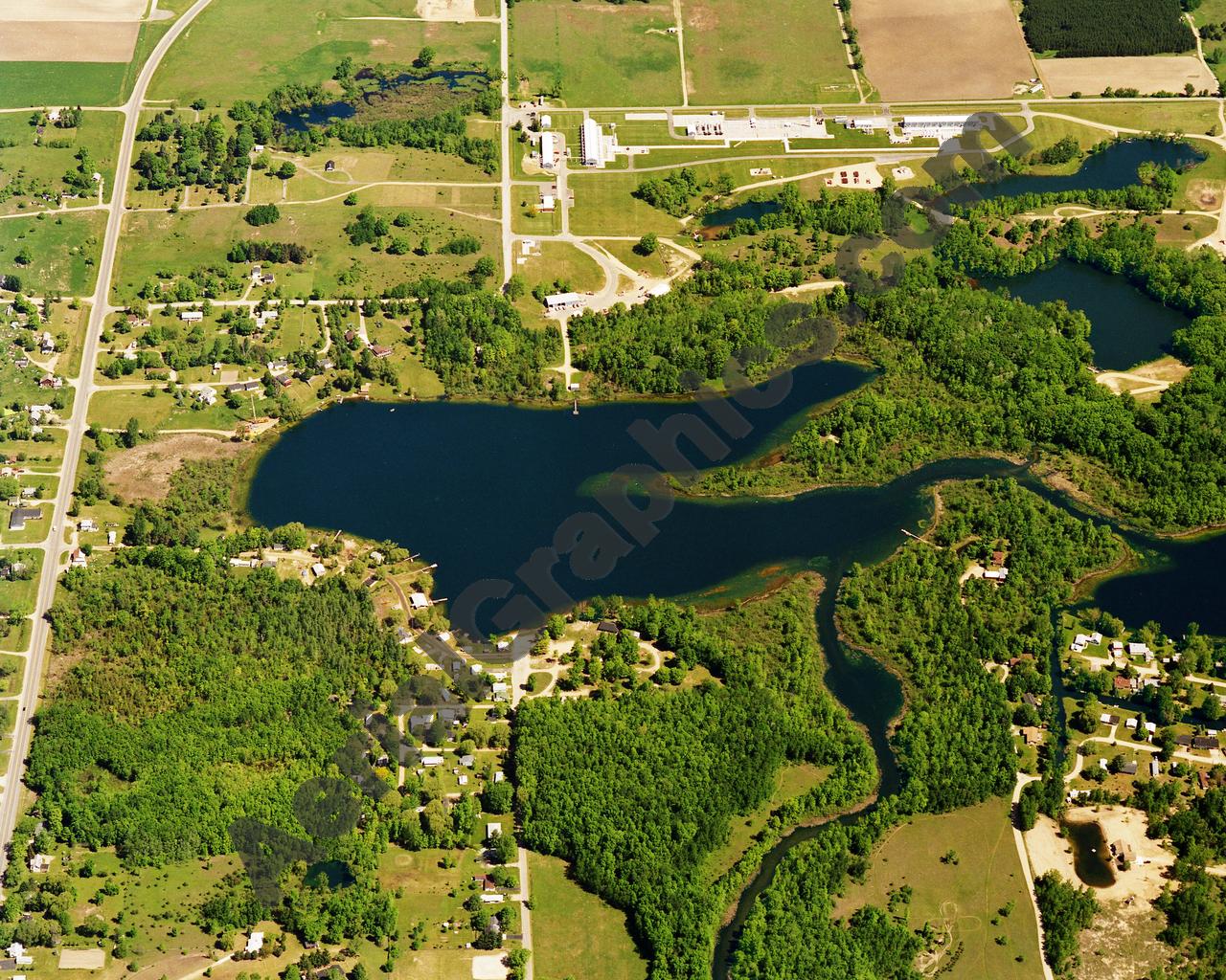 Aerial image of [5768] First Lake in Montcalm, MI with Canvas Wrap frame