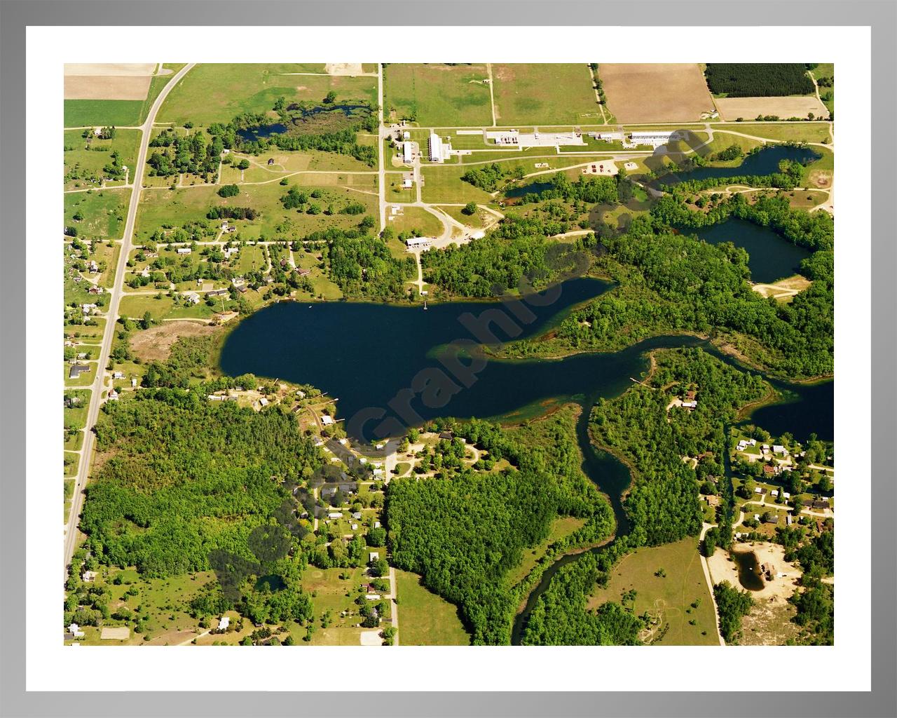 Aerial image of [5768] First Lake in Montcalm, MI with Silver Metal frame