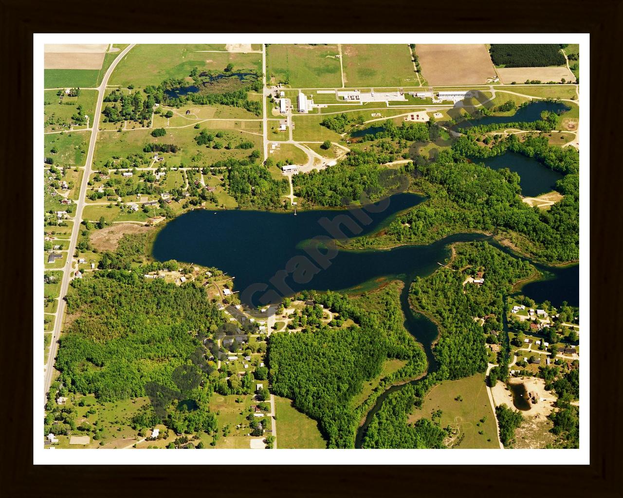 Aerial image of [5768] First Lake in Montcalm, MI with Black Wood frame