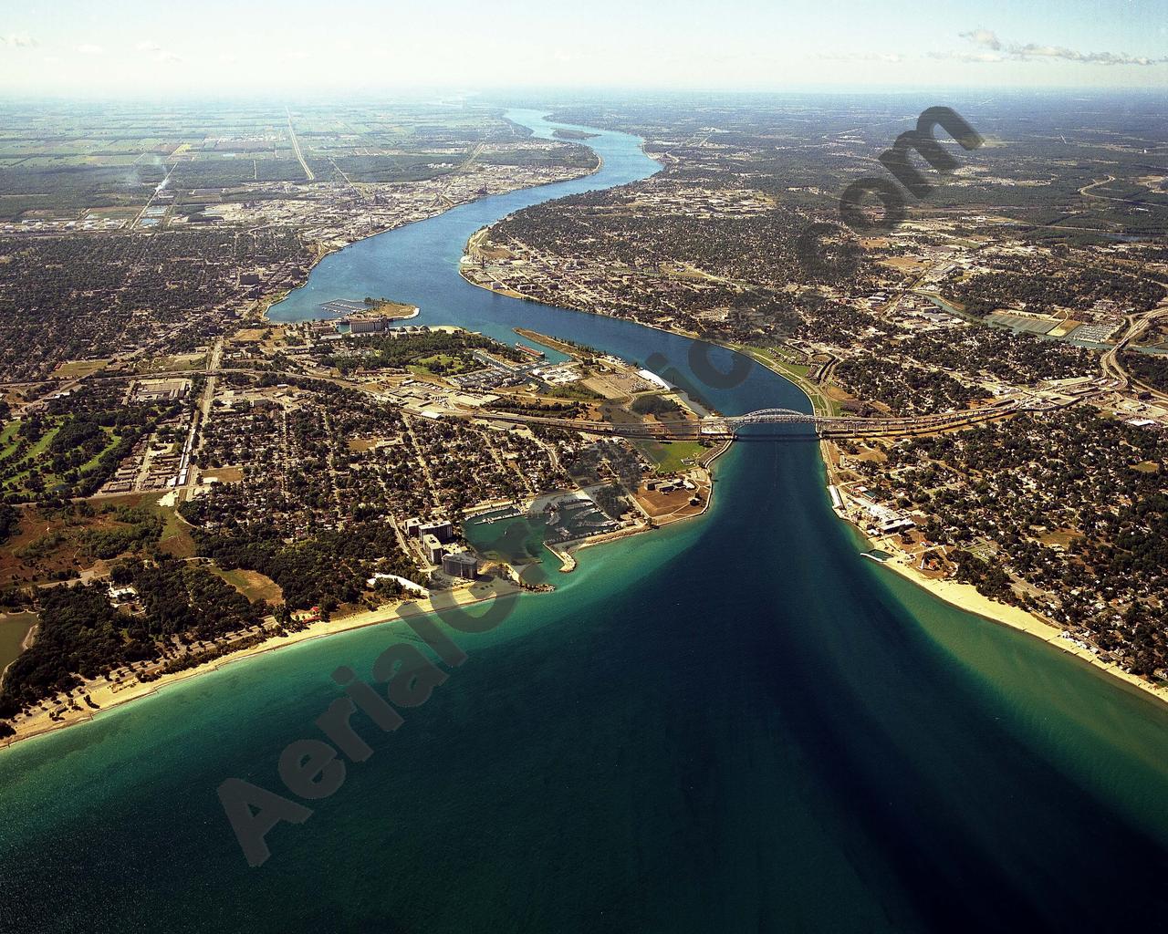 Aerial image of [5769] Port Huron/Sarnia in St. Clair, Mi with Canvas Wrap frame