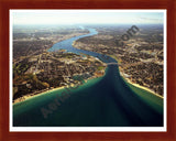 Aerial image of [5769] Port Huron/Sarnia in St. Clair, Mi with Cherry Wood frame