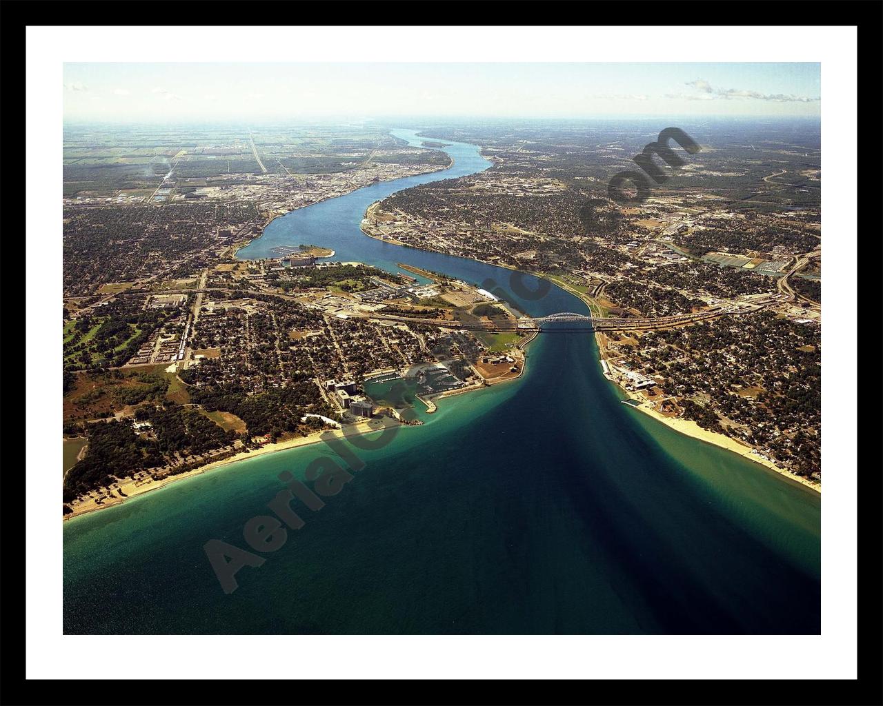 Aerial image of [5769] Port Huron/Sarnia in St. Clair, Mi with Black Metal frame