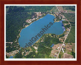 Aerial image of [5770] Fish Lake in Lagrange/Steuban, MI with Cherry Wood frame