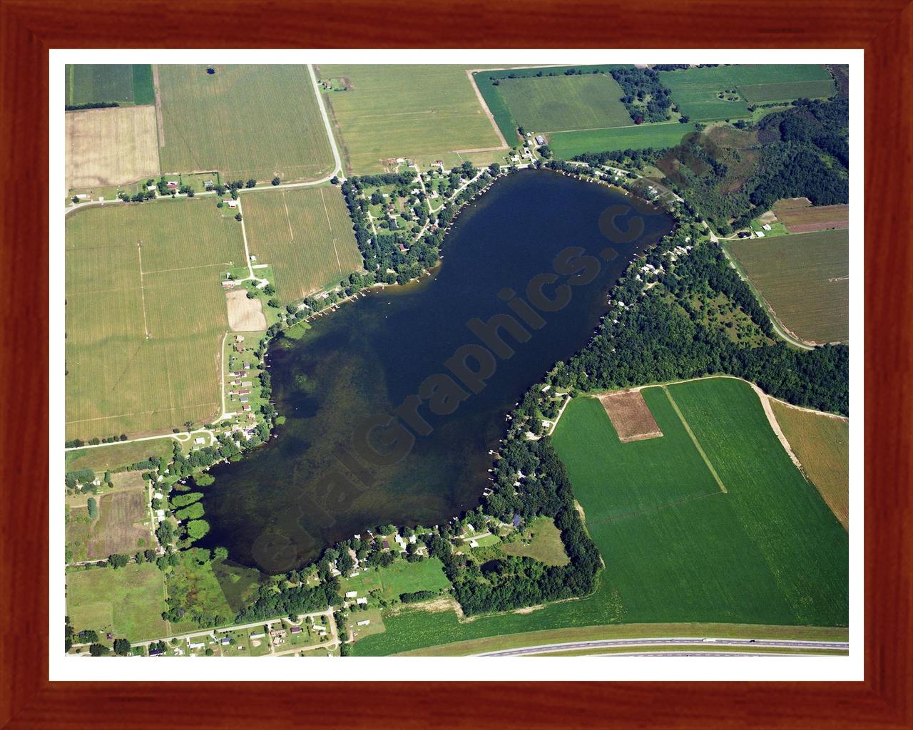 Aerial image of [5772] Fish Lake in St Joseph, MI with Cherry Wood frame