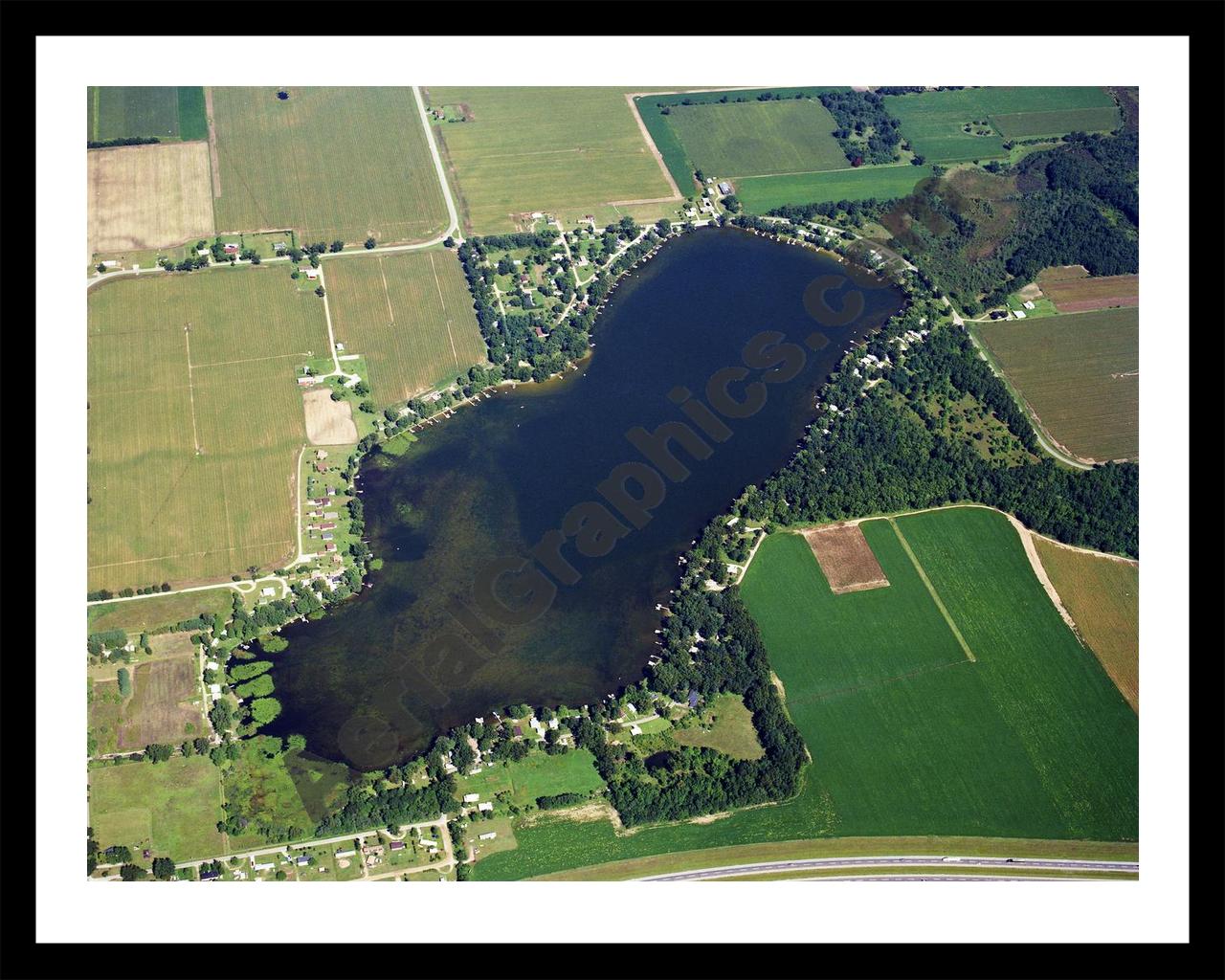 Aerial image of [5772] Fish Lake in St Joseph, MI with Black Metal frame