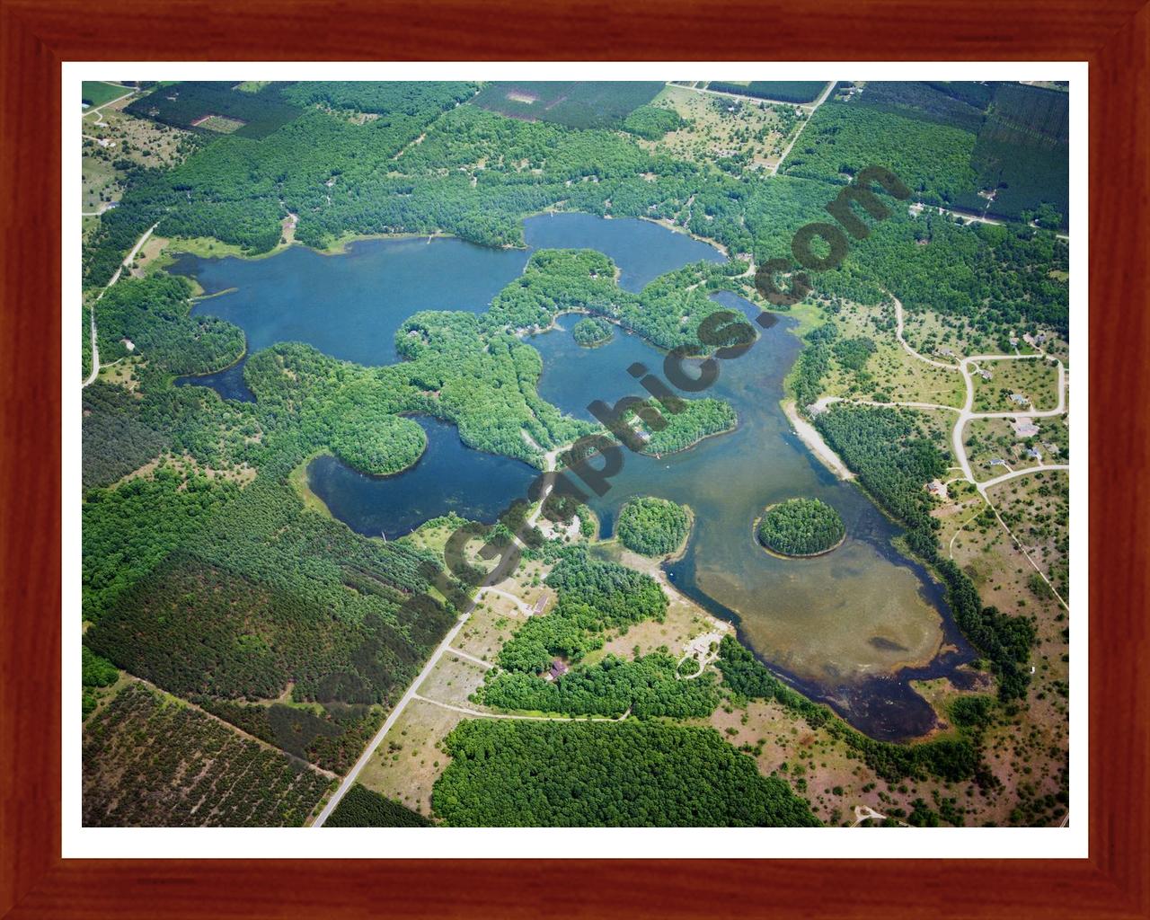 Aerial image of [5773] Five Lakes in Otsego, MI with Cherry Wood frame