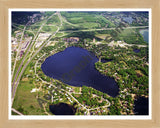 Aerial image of [5774] Fonda Lake in Livingston, MI with Natural Wood frame