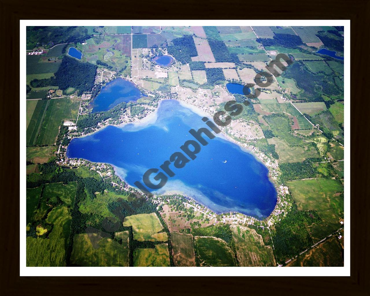 Aerial image of [5777] Lake Gage  in Steuben, IN with Black Wood frame