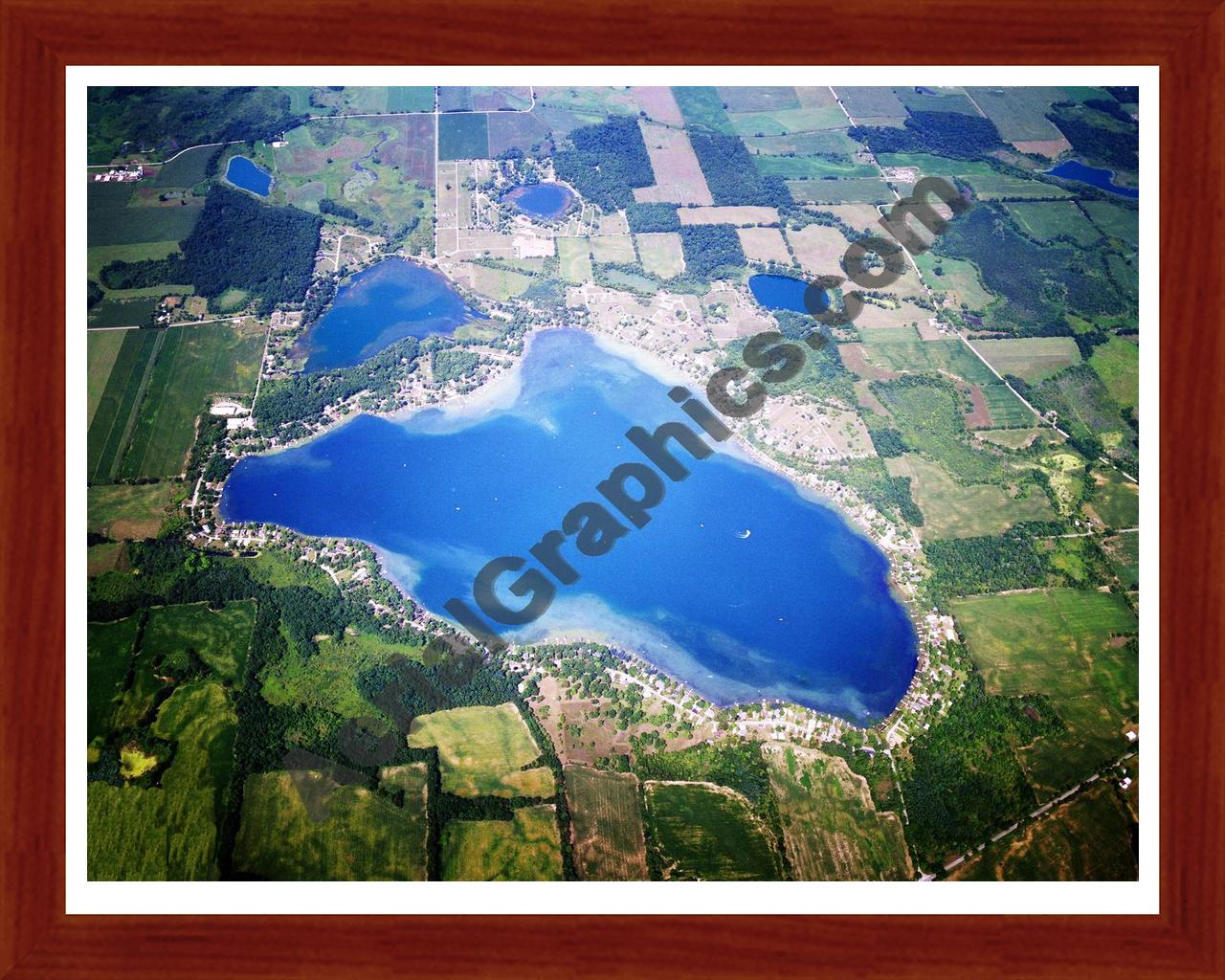 Aerial image of [5777] Lake Gage  in Steuben, IN with Cherry Wood frame