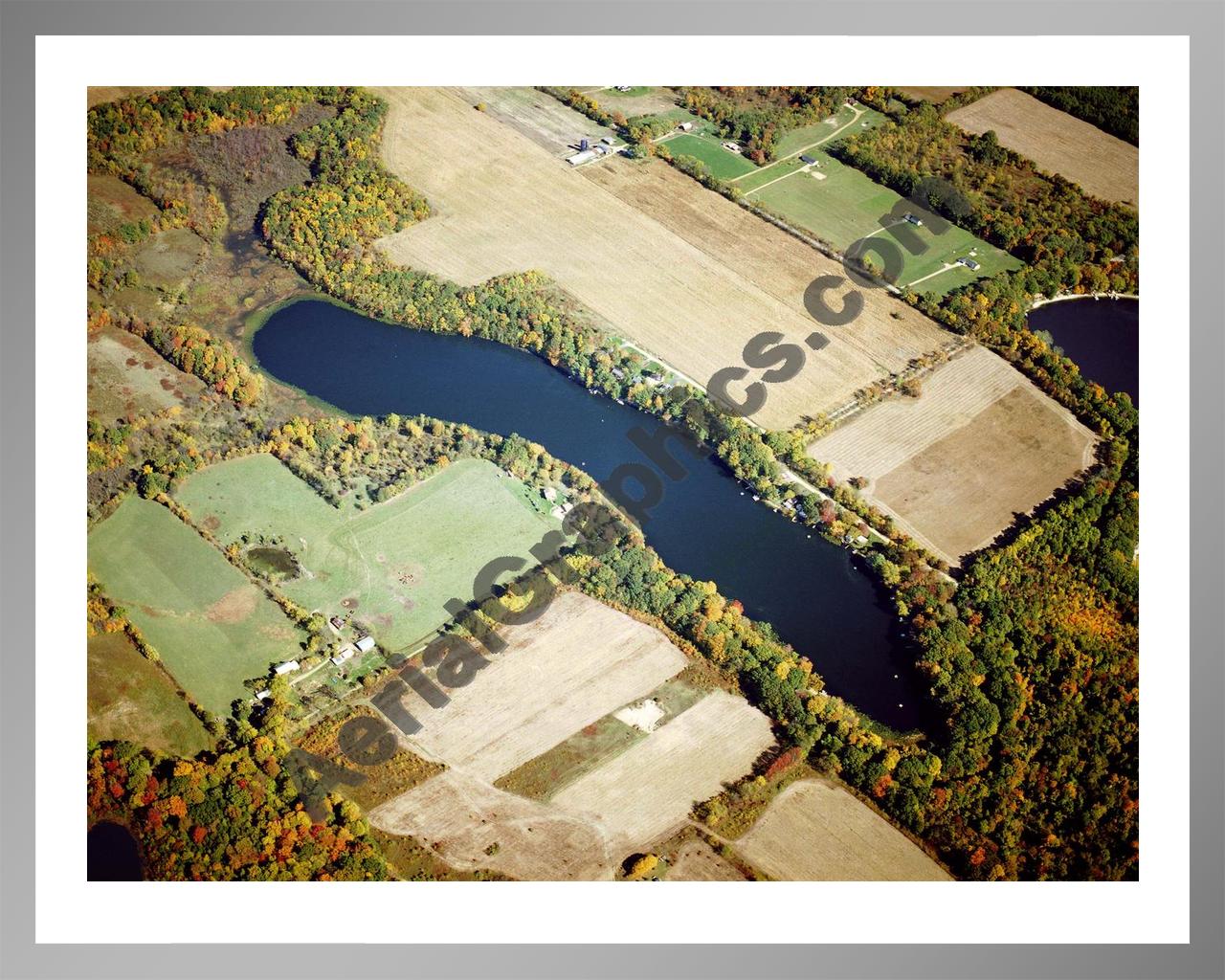 Aerial image of [5780] Geneva Lake in Allegan, MI with Silver Metal frame