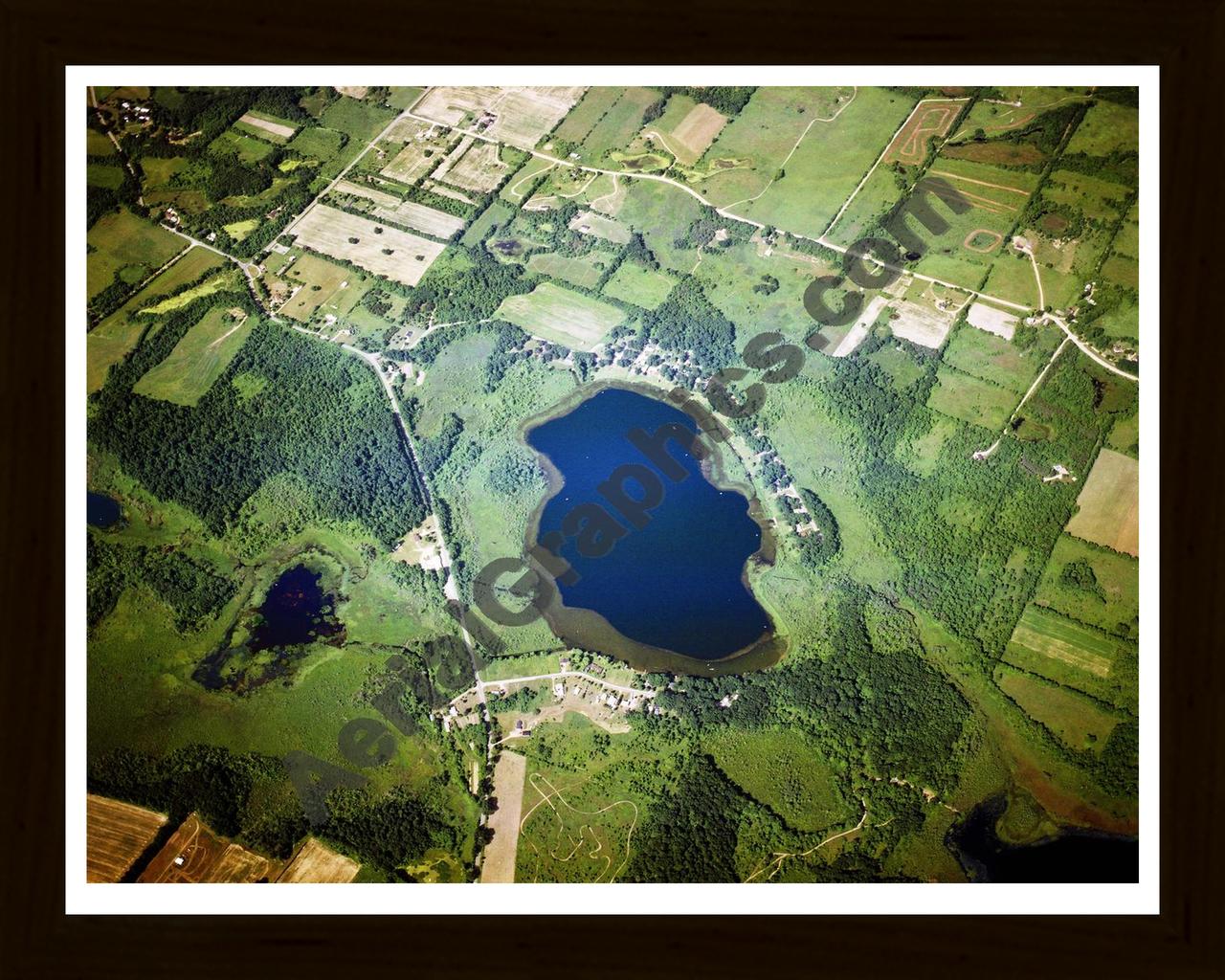 Aerial image of [5782] Gilkey Lake in Barry, MI with Black Wood frame