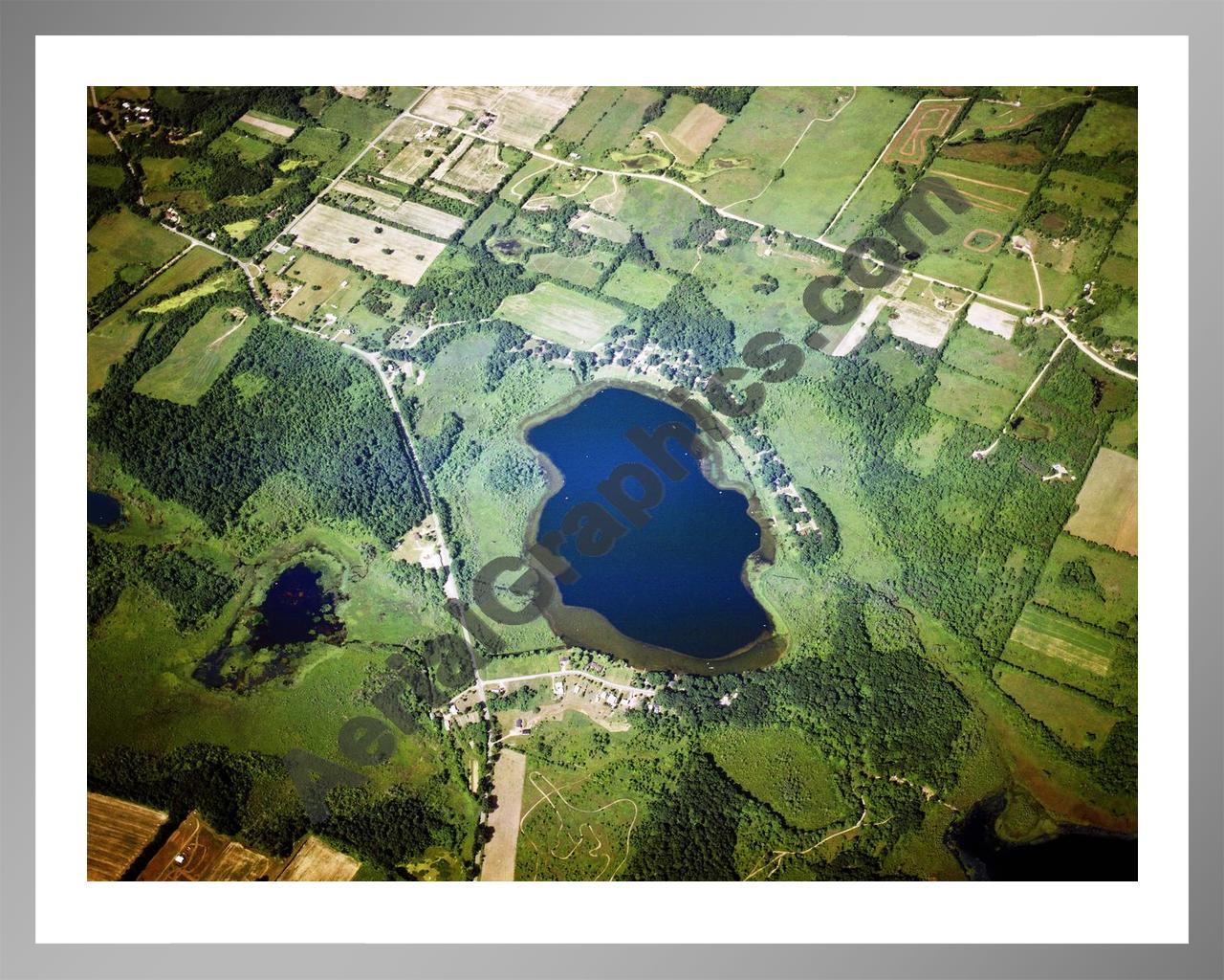 Aerial image of [5782] Gilkey Lake in Barry, MI with Silver Metal frame