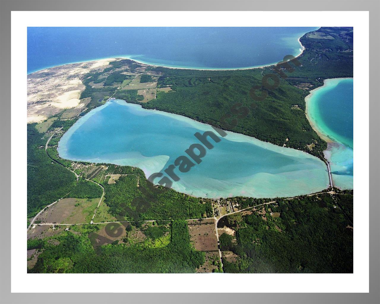 Aerial image of [5786] Little Glen in Leelanau, MI with Silver Metal frame