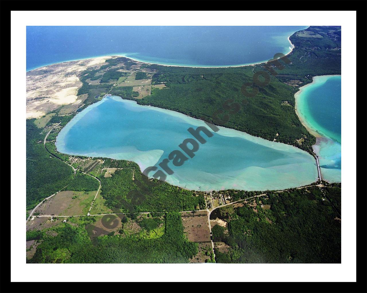 Aerial image of [5786] Little Glen in Leelanau, MI with Black Metal frame