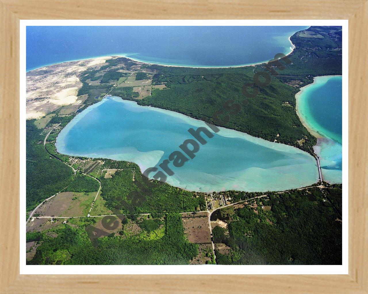 Aerial image of [5786] Little Glen in Leelanau, MI with Natural Wood frame