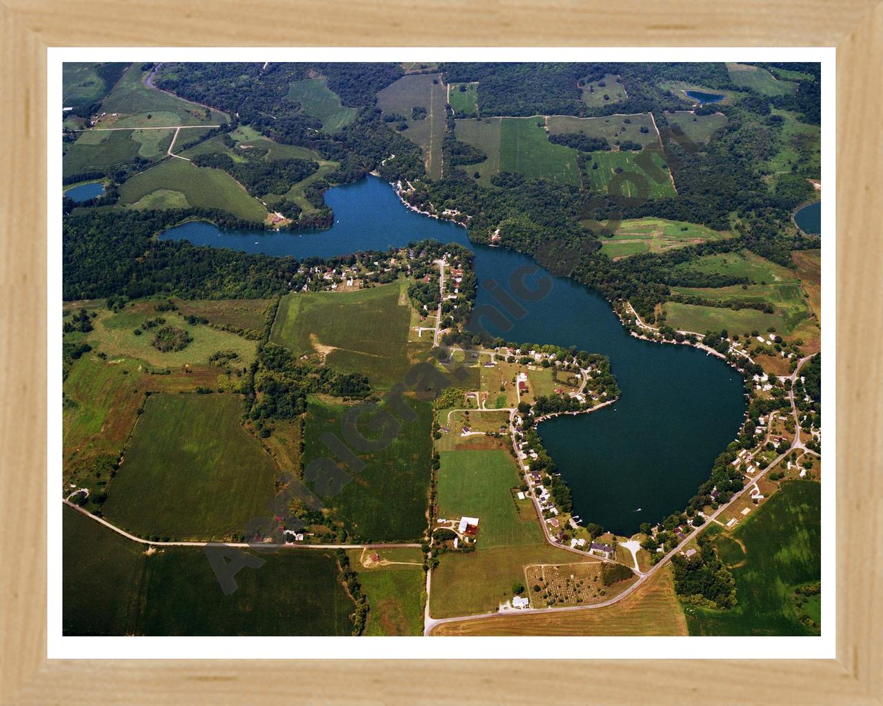 Aerial image of [5787] Golden Lake in Steuben, IN with Natural Wood frame