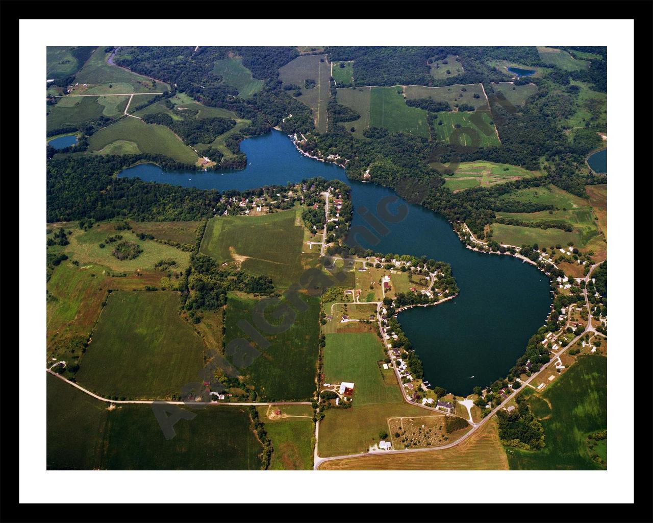 Aerial image of [5787] Golden Lake in Steuben, IN with Black Metal frame