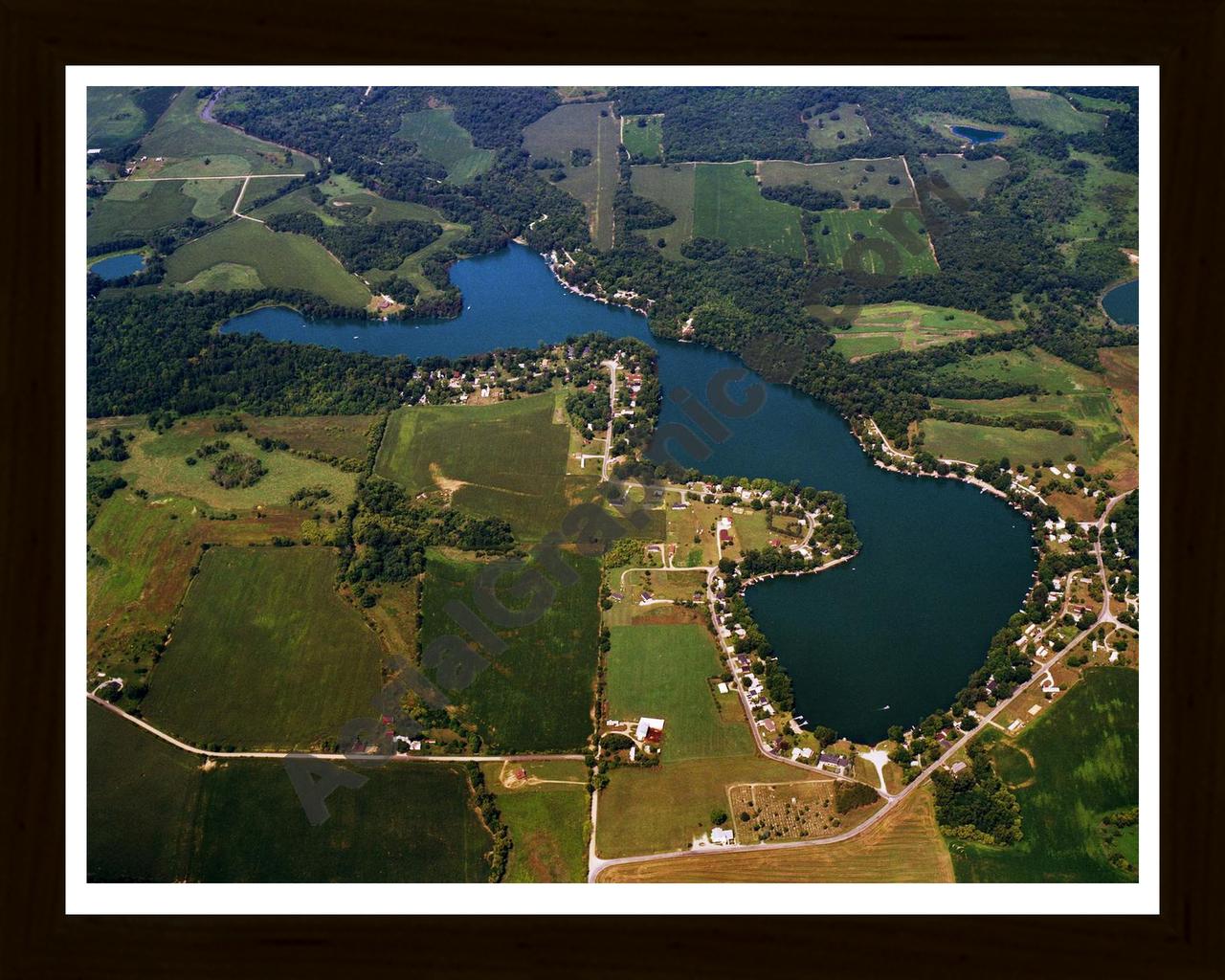 Aerial image of [5787] Golden Lake in Steuben, IN with Black Wood frame