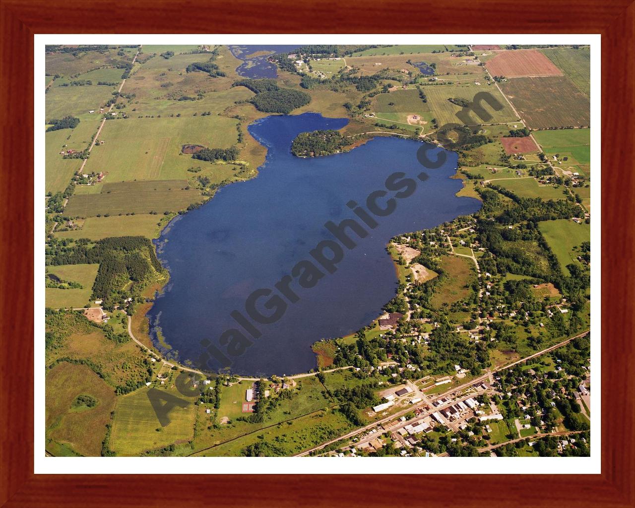 Aerial image of [5788] Grass Lake in Jackson, MI with Cherry Wood frame