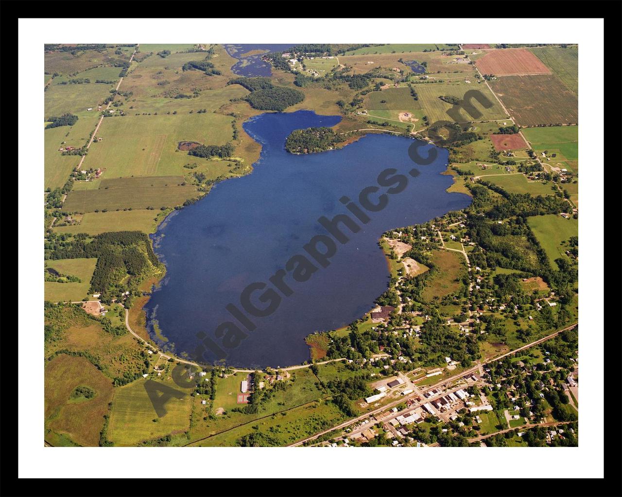 Aerial image of [5788] Grass Lake in Jackson, MI with Black Metal frame