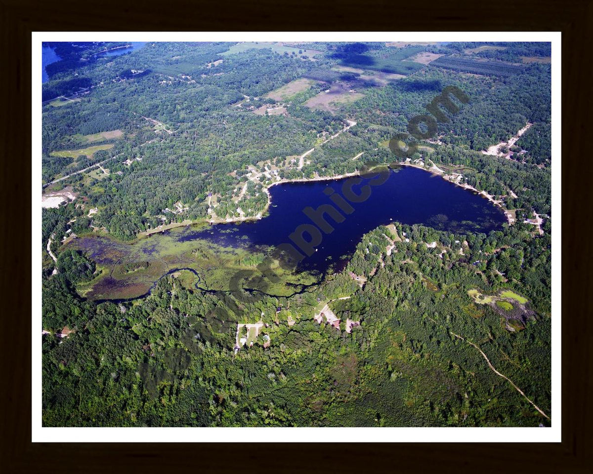 Aerial image of [5789] Gray Lake  in Clare, MI with Black Wood frame