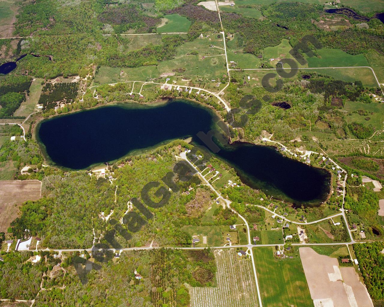 Aerial image of [5791] Hackert Lake  in Mason, MI with Canvas Wrap frame