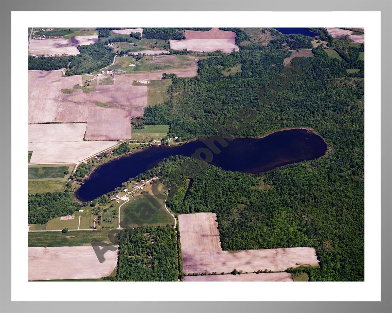 Aerial image of [5792] Half Moon Lake in Gratiot, MI with Silver Metal frame