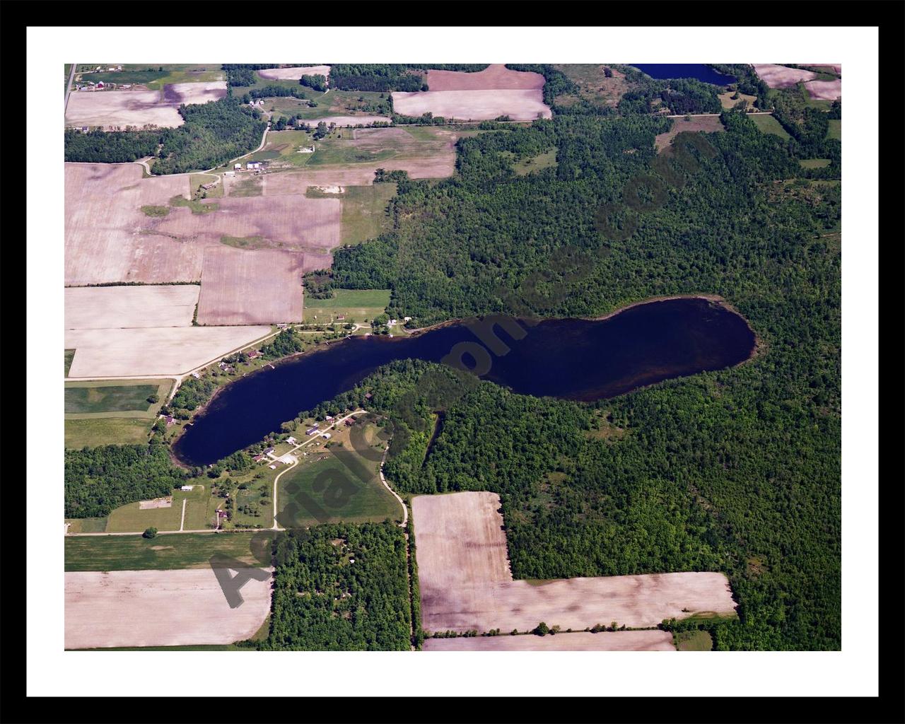 Aerial image of [5792] Half Moon Lake in Gratiot, MI with Black Metal frame