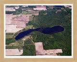 Aerial image of [5792] Half Moon Lake in Gratiot, MI with Natural Wood frame