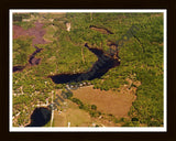 Aerial image of [5793] Half Moon Lake in Clare, MI with Black Wood frame