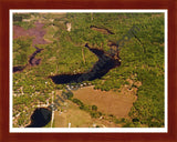 Aerial image of [5793] Half Moon Lake in Clare, MI with Cherry Wood frame