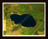 Aerial image of [5794] Halls Lake in Isabella, MI with Black Wood frame