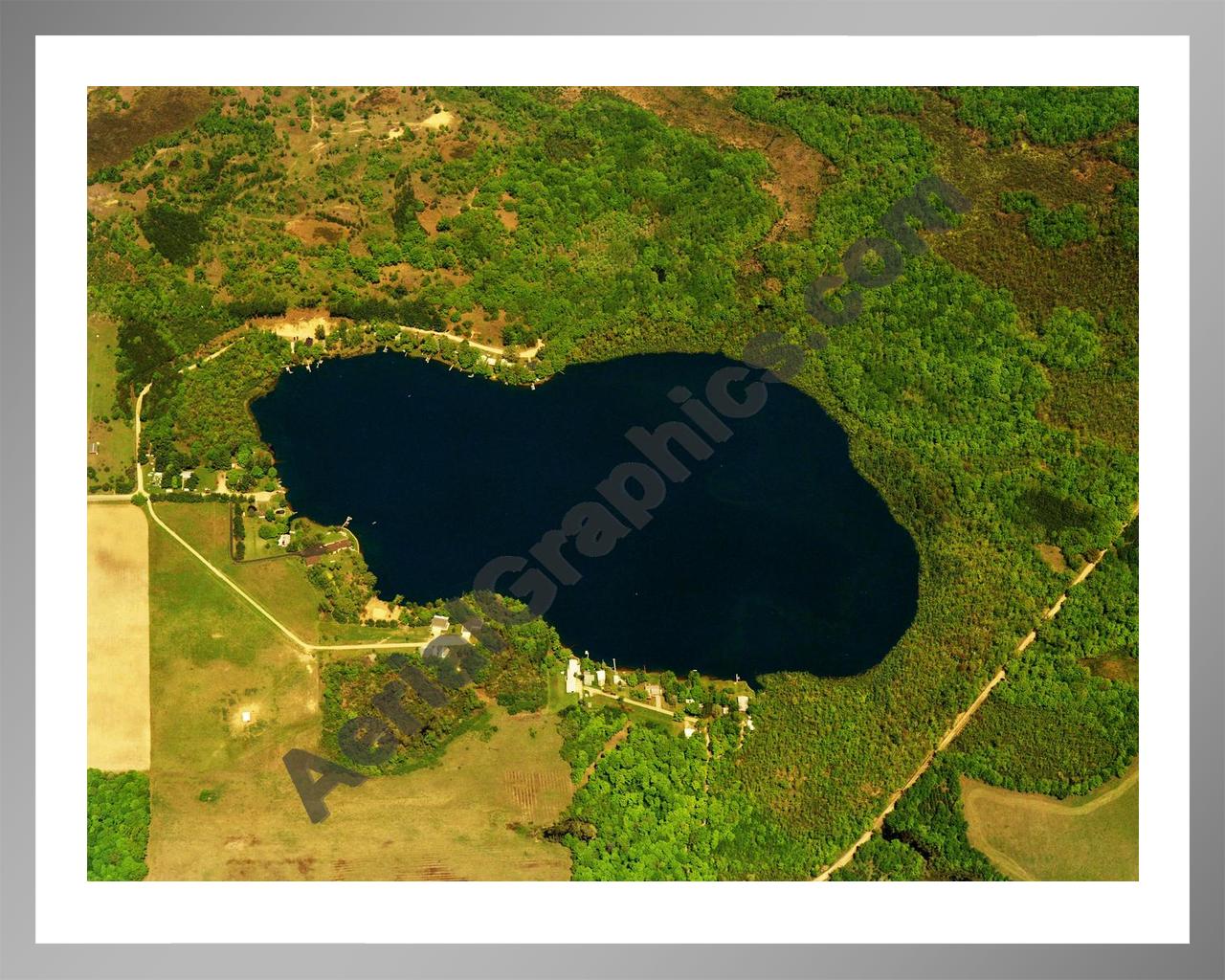 Aerial image of [5794] Halls Lake in Isabella, MI with Silver Metal frame