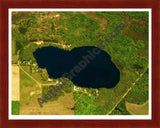 Aerial image of [5794] Halls Lake in Isabella, MI with Cherry Wood frame