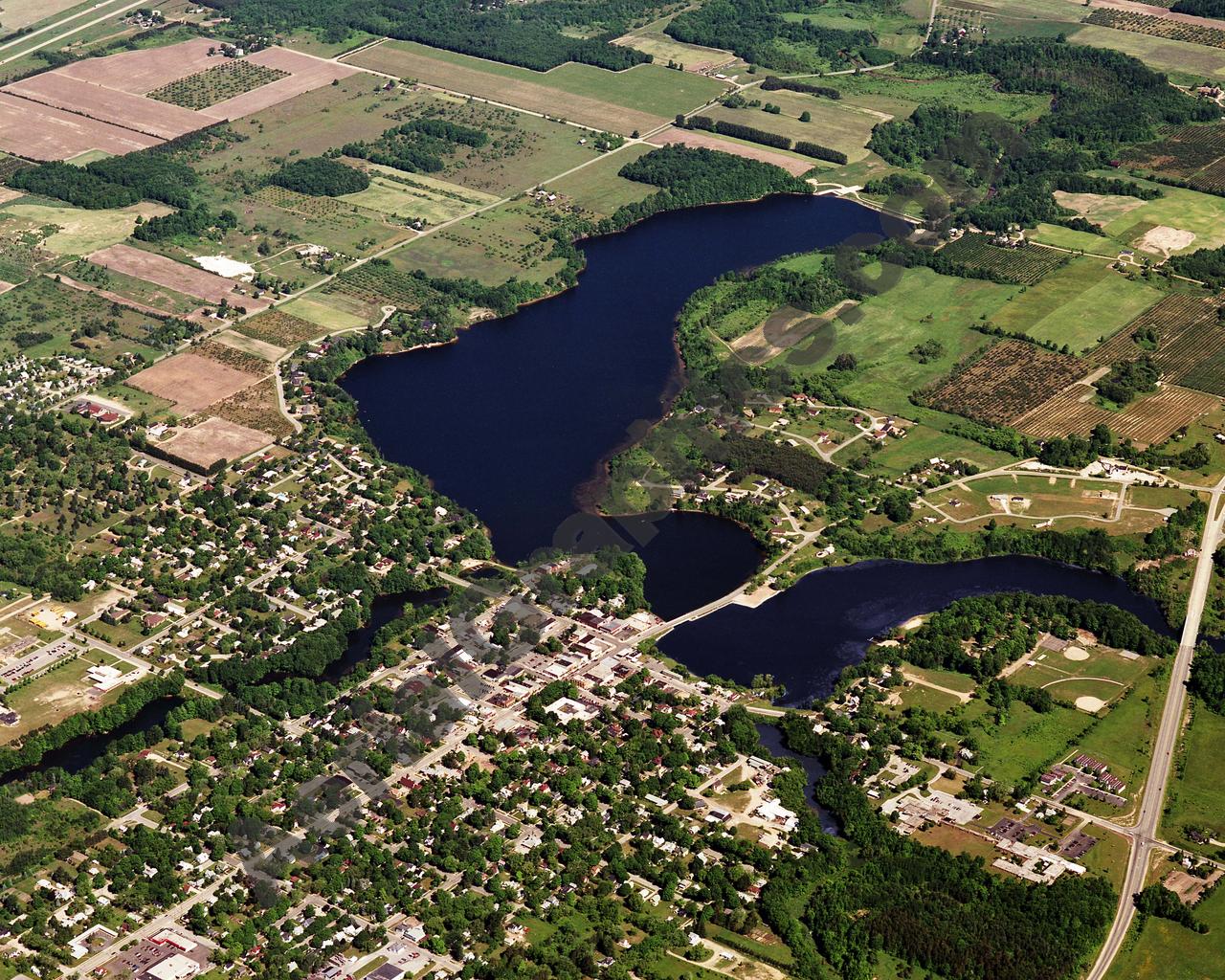 Aerial image of [5795] Hart Lake in Oceana, MI with Canvas Wrap frame