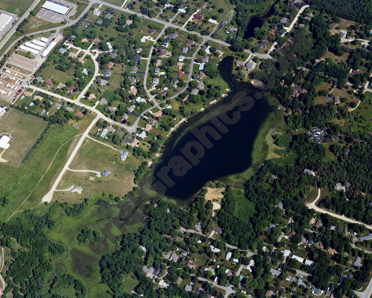 Aerial image of [5796] Harvey Lake in Oakland, MI with No frame