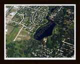 Aerial image of [5796] Harvey Lake in Oakland, MI with Black Wood frame