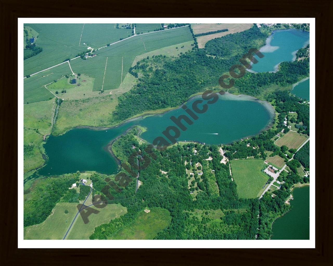 Aerial image of [5798] Havens Lake in St Joseph, MI with Black Wood frame