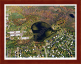 Aerial image of [5799] Hawk Lake in Oakland, MI with Cherry Wood frame