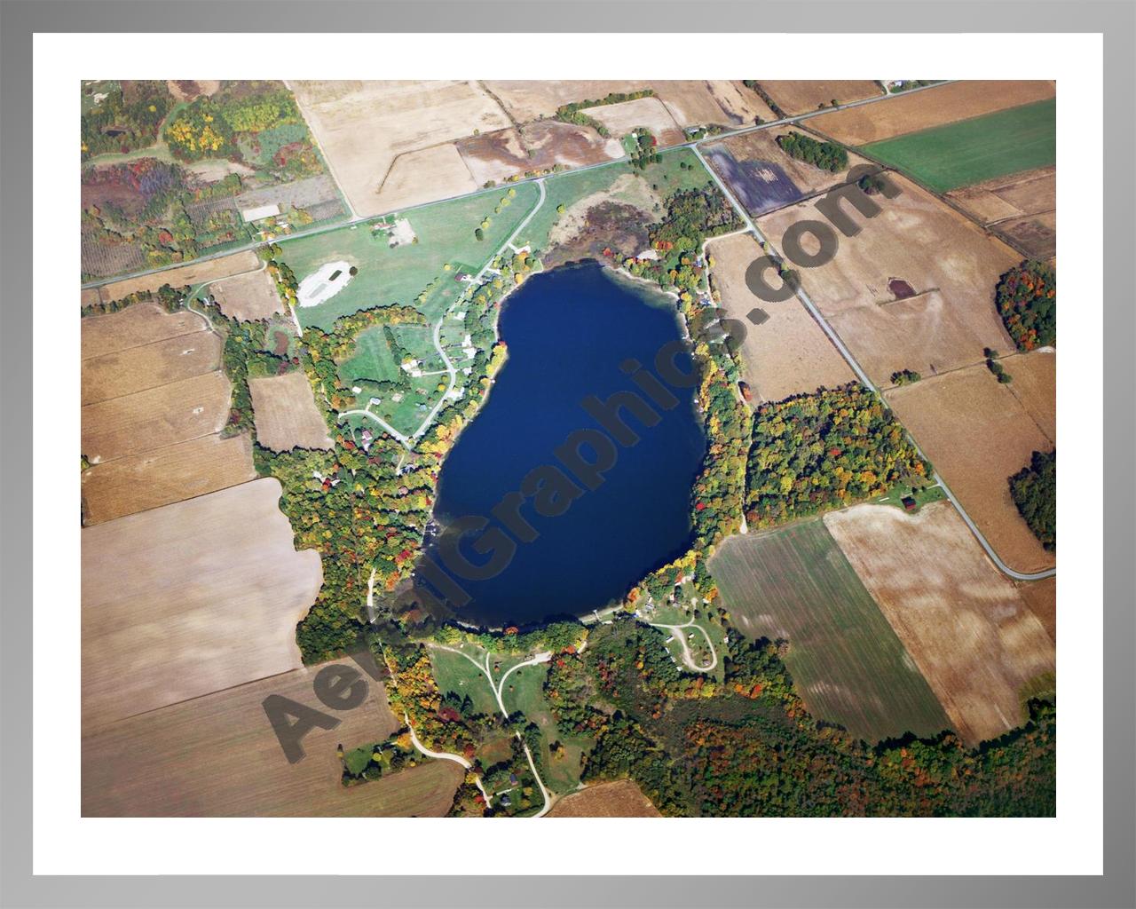 Aerial image of [5801] Hemlock Lake in Cass, MI with Silver Metal frame