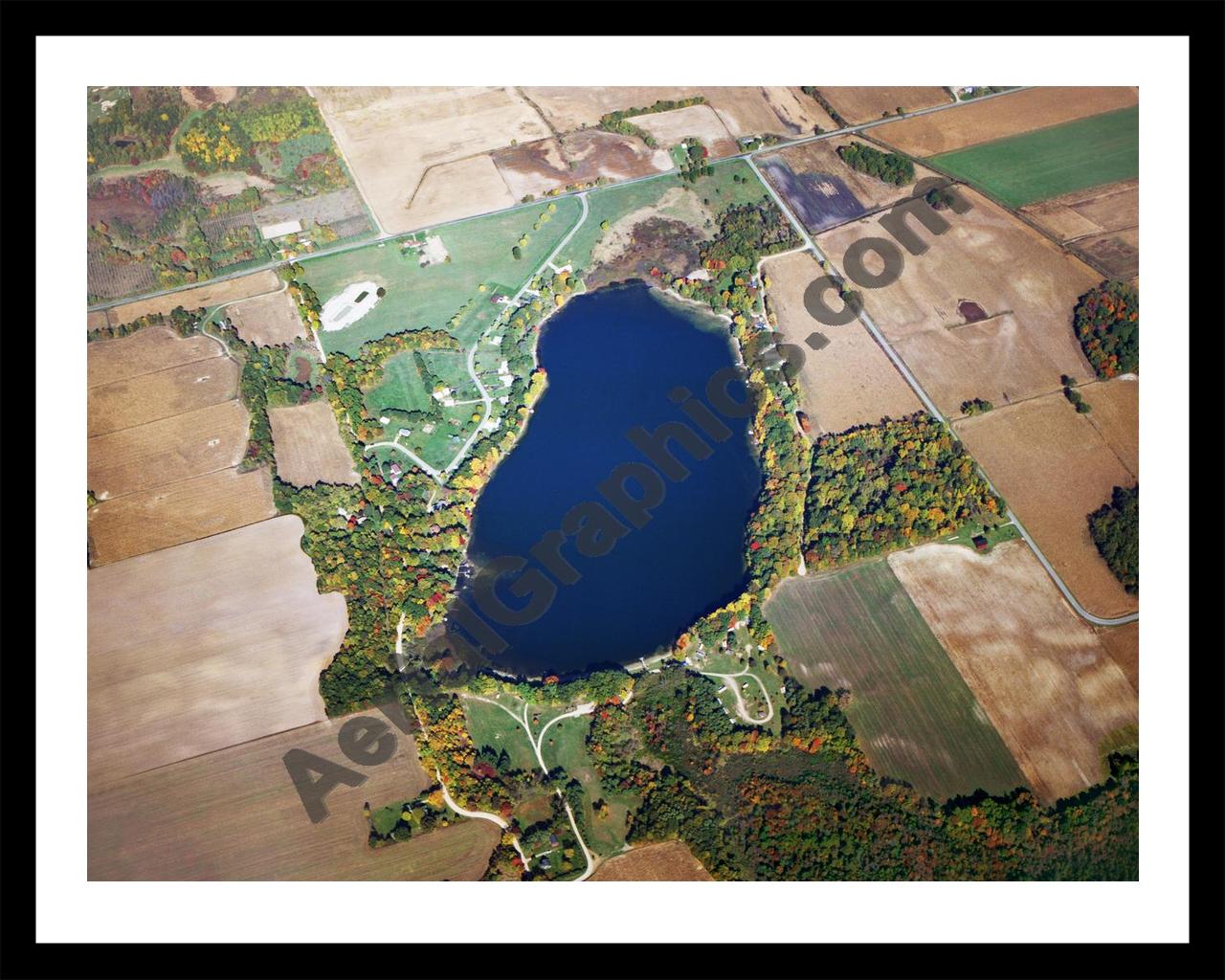 Aerial image of [5801] Hemlock Lake in Cass, MI with Black Metal frame