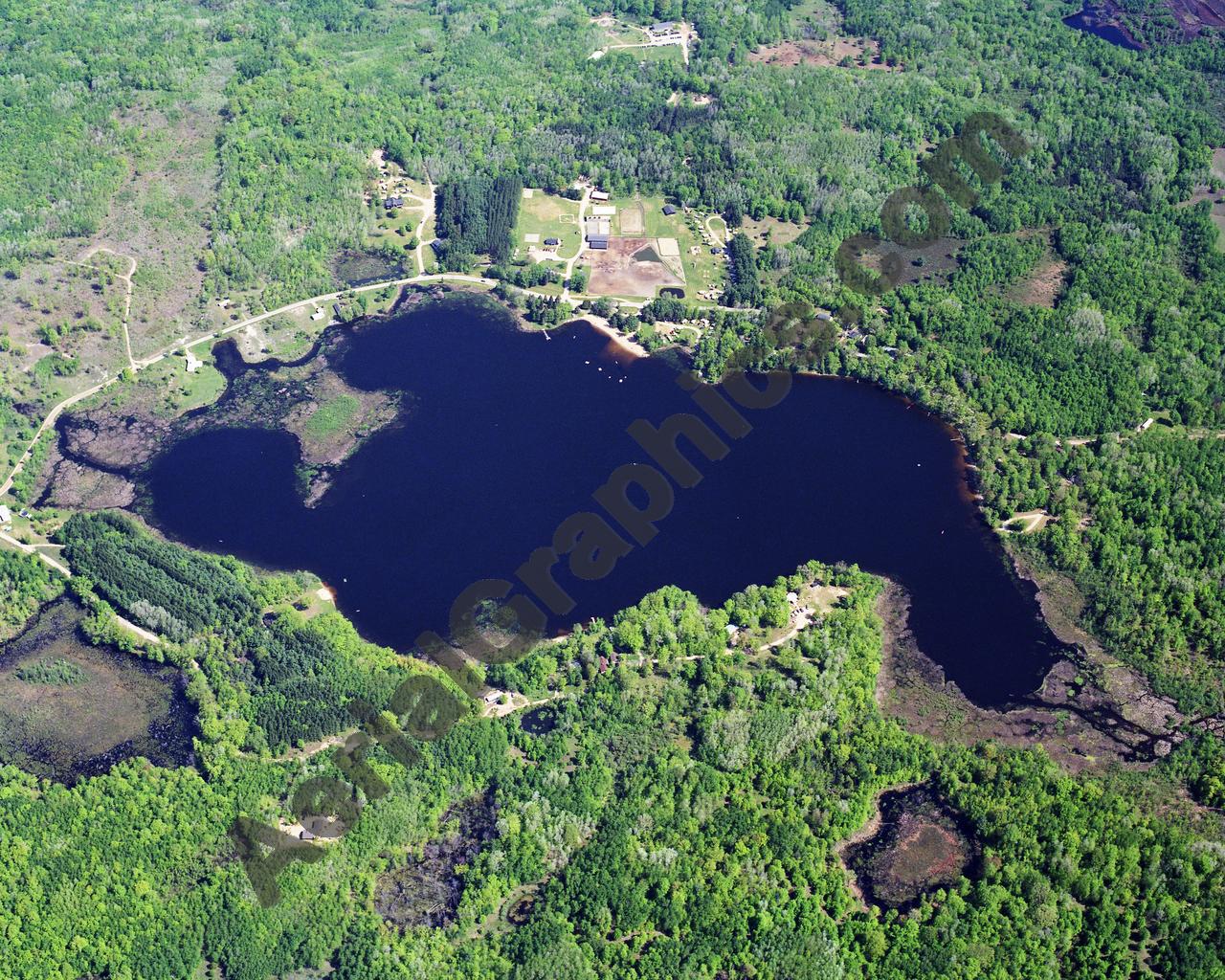 Aerial image of [5802] Hillsview Lake in Mecosta, MI with Canvas Wrap frame