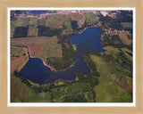 Aerial image of [5803] Hogback Lake in Steuben, MI with Natural Wood frame